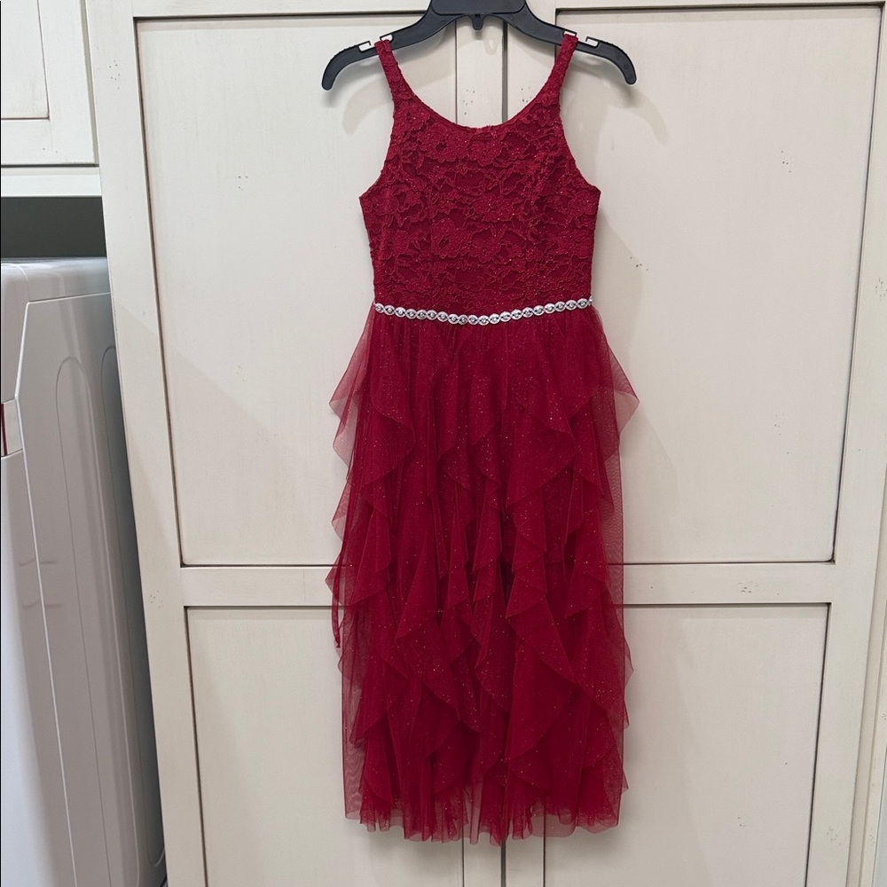 Xhilaration Red Lace Layered Kids Dress